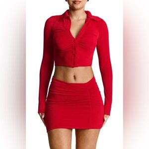 NEW NAKED WARDROBE Loosen Up My Buttons Top- Red (Size M)
